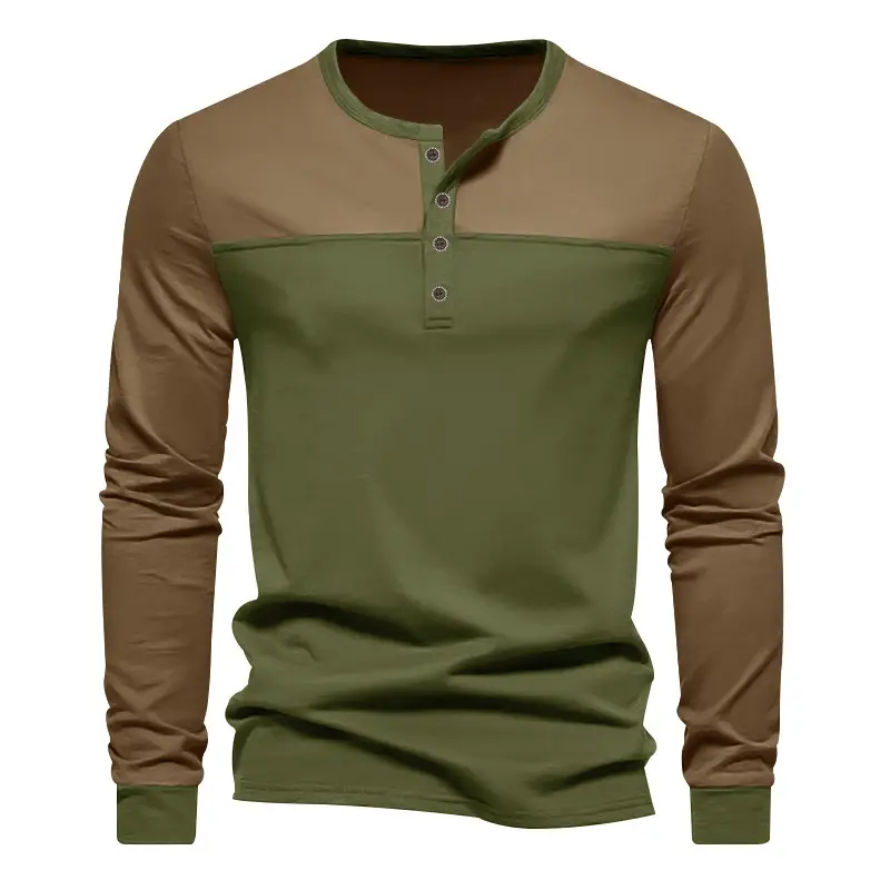 Men's 2025 Cross-Border Long Sleeve T-Shirt Brown Green — feature 30