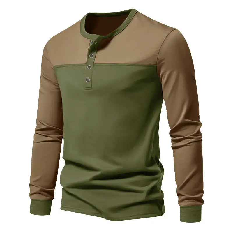 Men's 2025 Cross-Border Long Sleeve T-Shirt Brown Green — feature 31