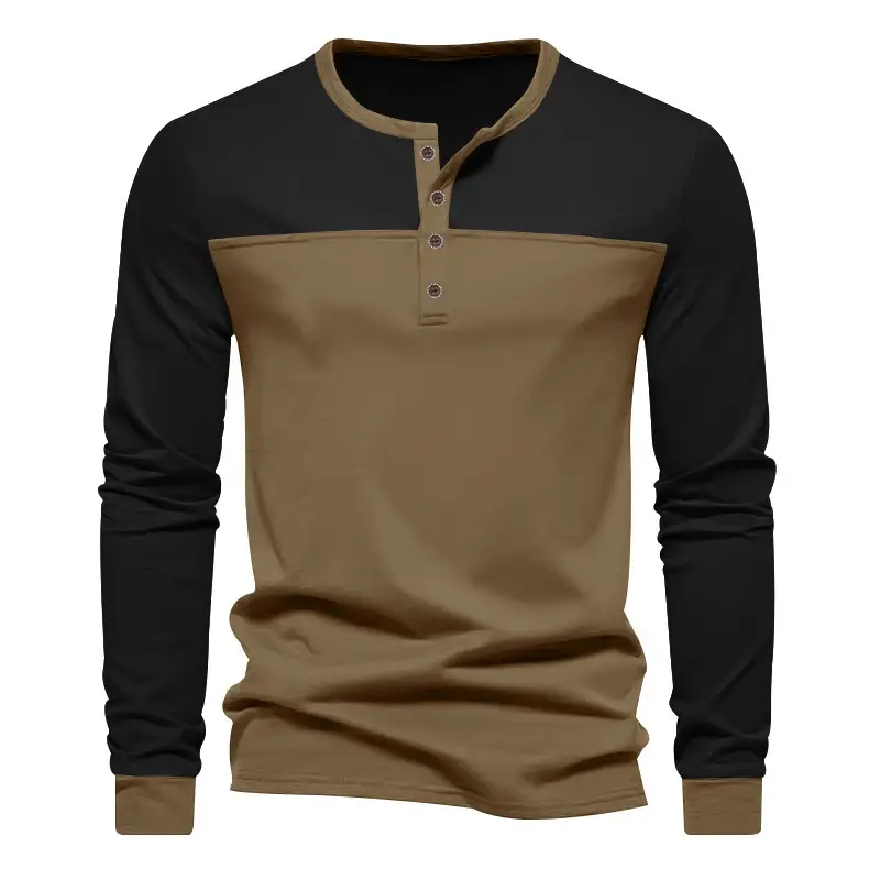 Men's 2025 Cross-Border Long Sleeve T-Shirt Brown Green — feature 6