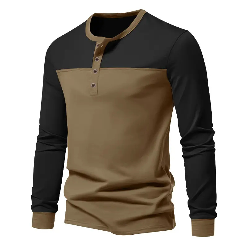 Men's 2025 Cross-Border Long Sleeve T-Shirt Brown Green — feature 7