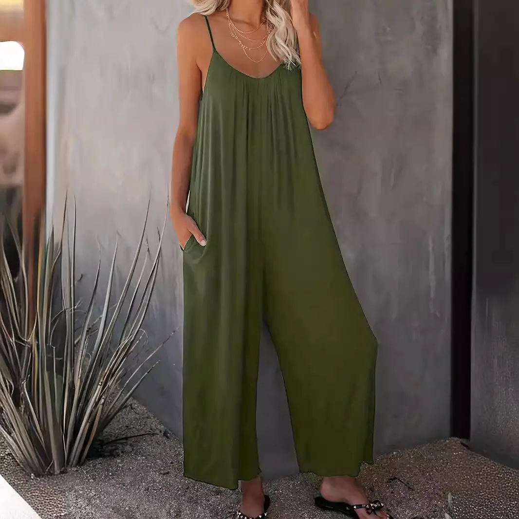 Women Green Slimming 2-Piece Wide Leg Pants Set - Image 10
