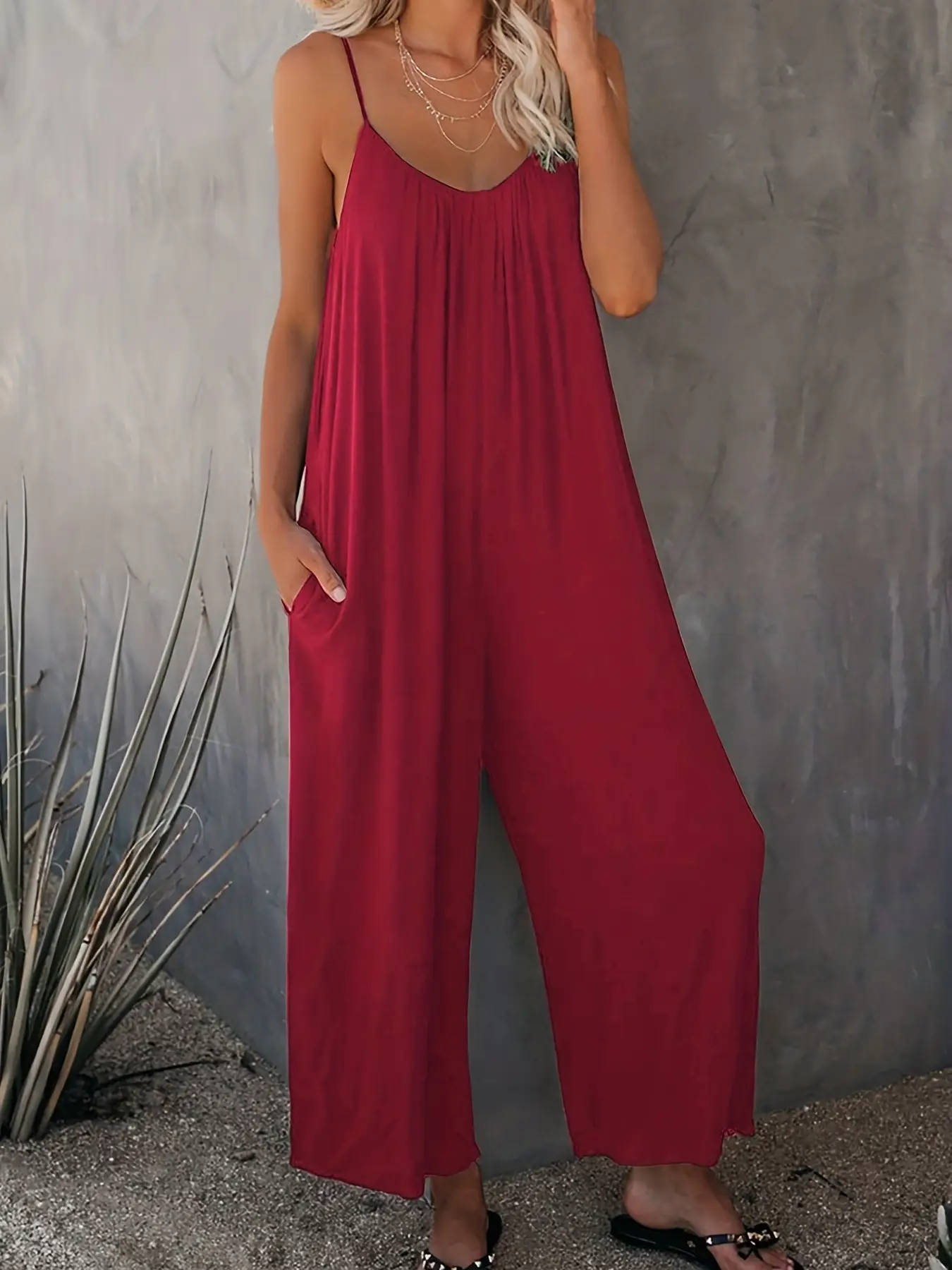 Women Green Slimming 2-Piece Wide Leg Pants Set - Image 3