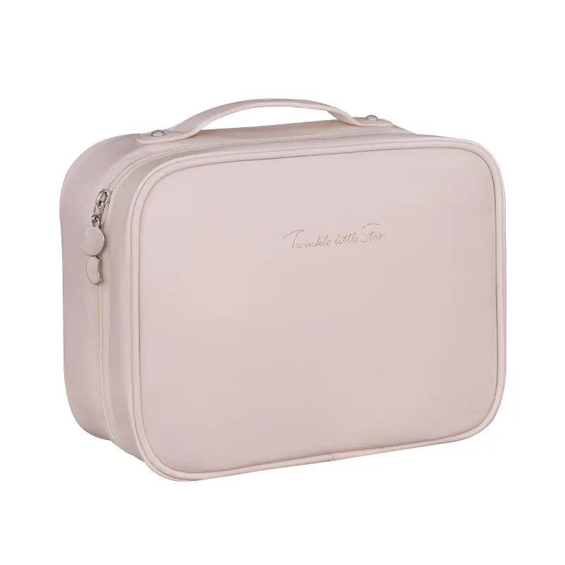 Three-in-One PU Cosmetic Bag Large Capacity Portable Brush Storage