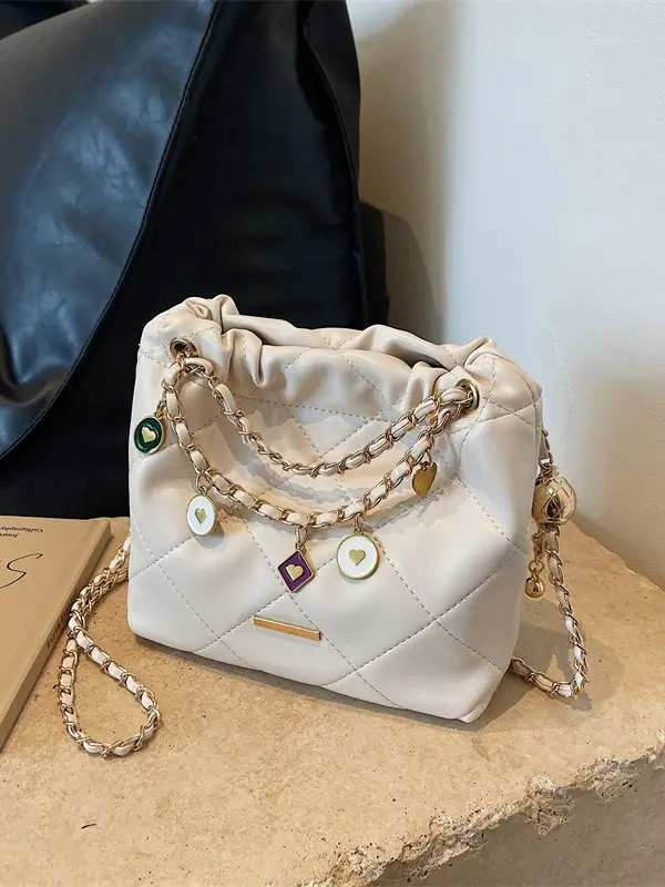 Women Diamond Chain Crossbody Bag Cream 2026 - Image 8