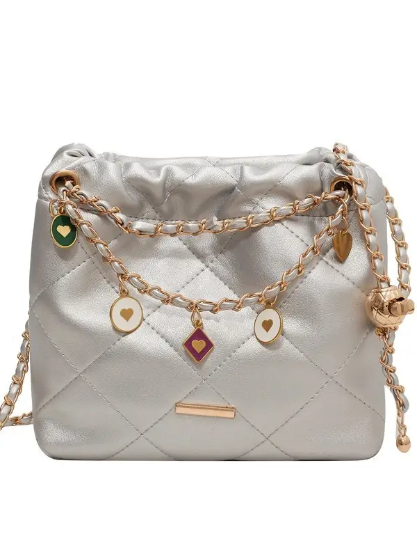 Women Diamond Chain Crossbody Bag Cream 2026 - Image 9