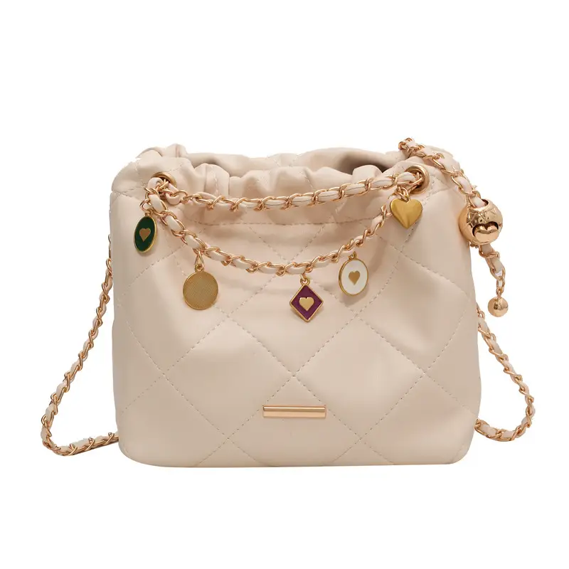 Women Diamond Chain Crossbody Bag Cream 2026 - Image 2