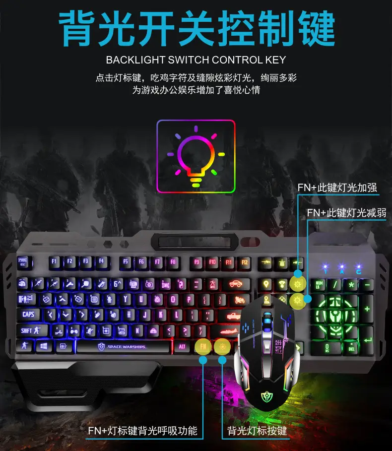 Void Battleship GK70 Hand Braced Luminous Metal Gaming Mechanical Feel Keyboard Gaming Keyboard Amazon Cross-border — feature 11