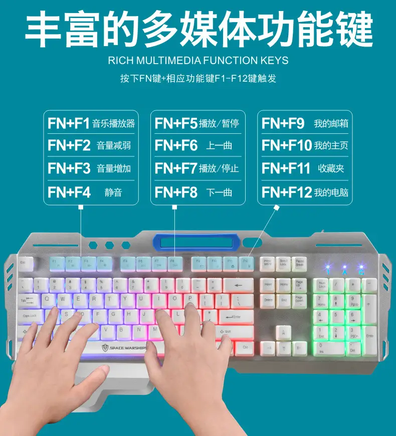 Void Battleship GK70 Hand Braced Luminous Metal Gaming Mechanical Feel Keyboard Gaming Keyboard Amazon Cross-border — feature 40