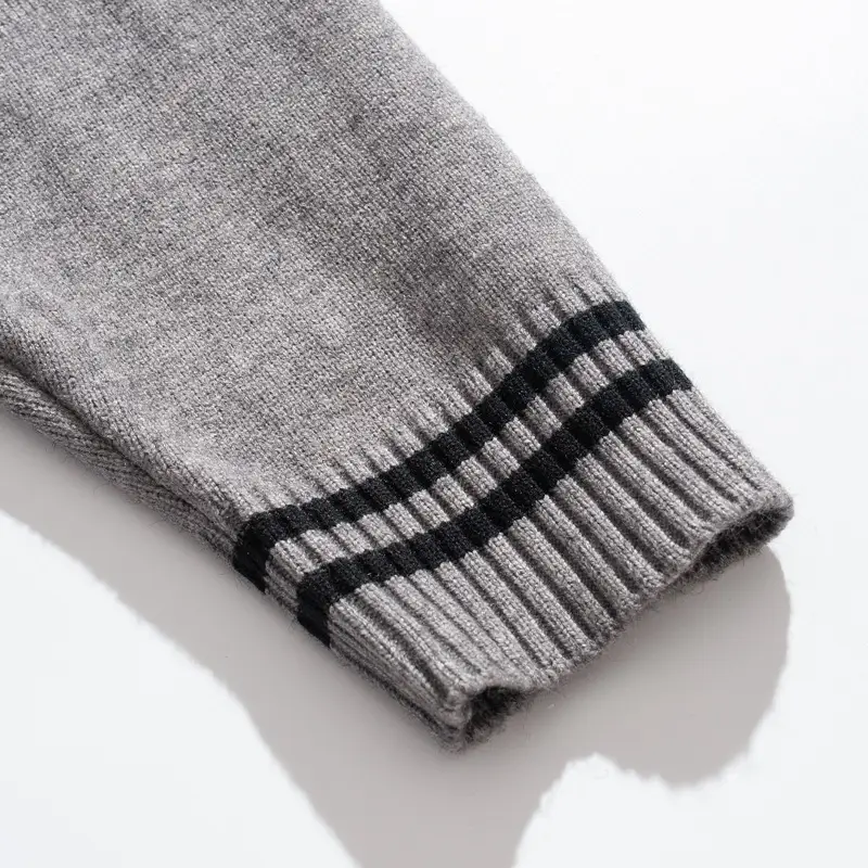 Men's Black Knitted Sweater Irregular Hem Casual Top — feature 10