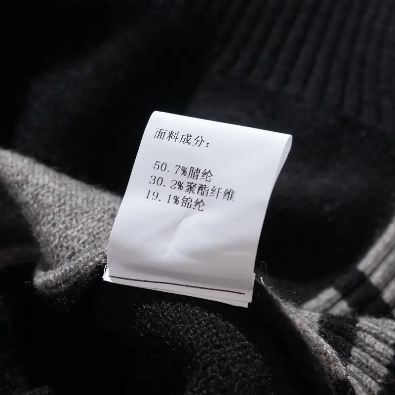 Men's Black Knitted Sweater Irregular Hem Casual Top — feature 13