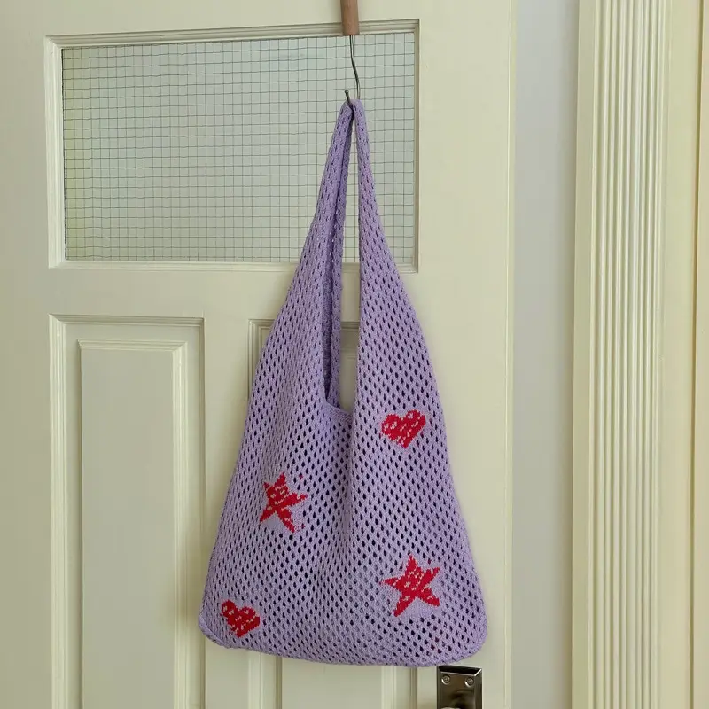 Blue Star Embroidered Crossbody Bag for Women