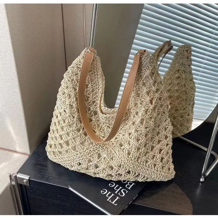 Hollow Lace Triangle Bag Women Beige - Image 7