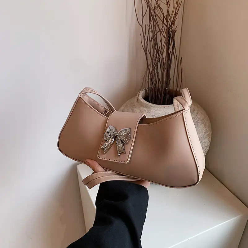 Women's Beige Butterfly Zipper Shoulder Bag - Image 8