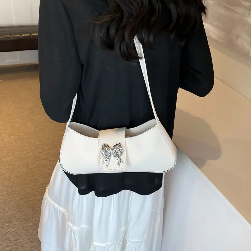 Women's Beige Butterfly Zipper Shoulder Bag - Image 9