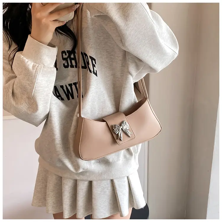 Women's Beige Butterfly Zipper Shoulder Bag — feature 15