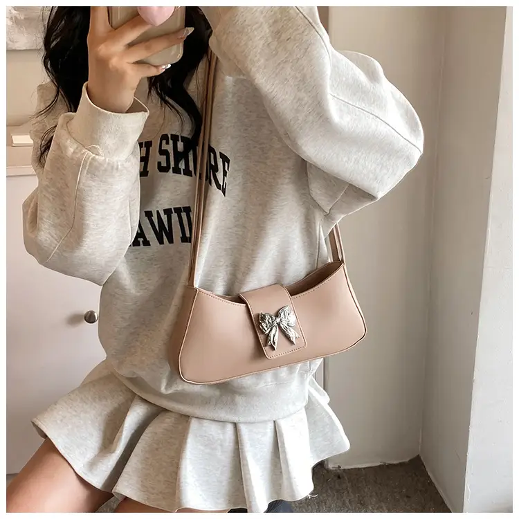 Women's Beige Butterfly Zipper Shoulder Bag — feature 16