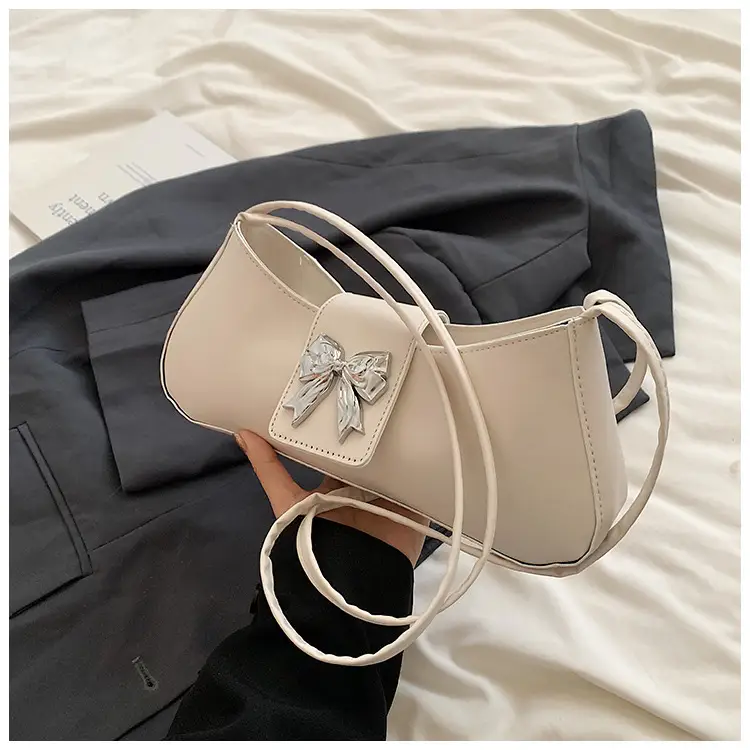 Women's Beige Butterfly Zipper Shoulder Bag - Image 2