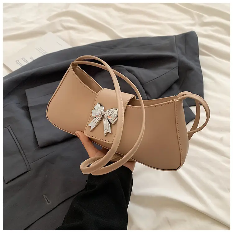 Women's Beige Butterfly Zipper Shoulder Bag - Image 5
