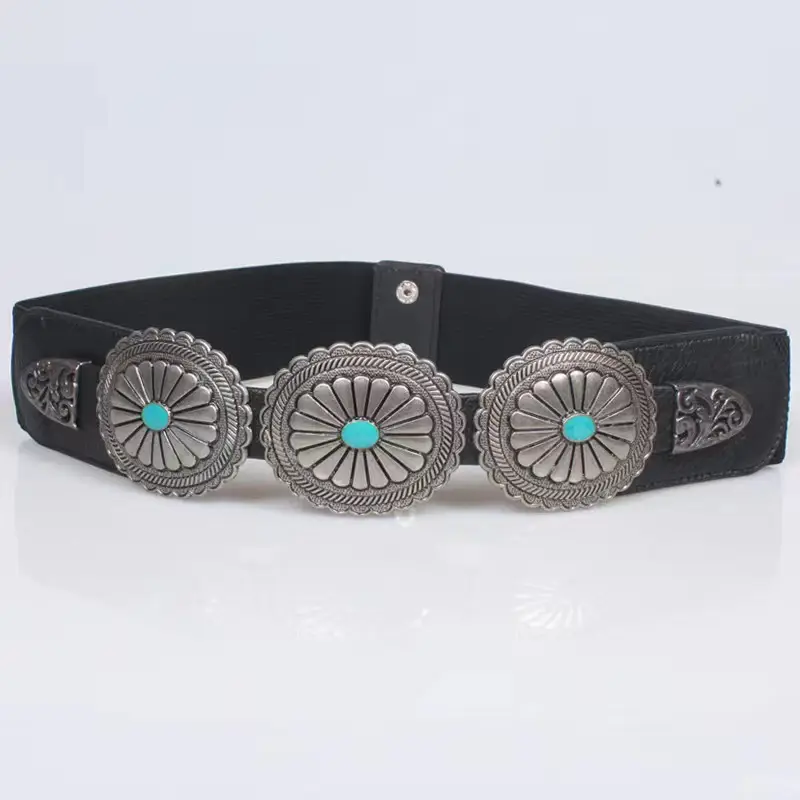 Women's Navy Waist Seal Belt with Coat - Image 4