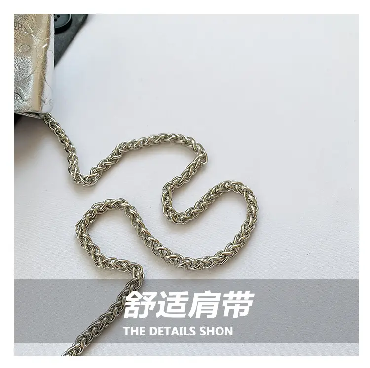 Golden Drawstring Bucket Bag with Chain Crossbody Strap — feature 5