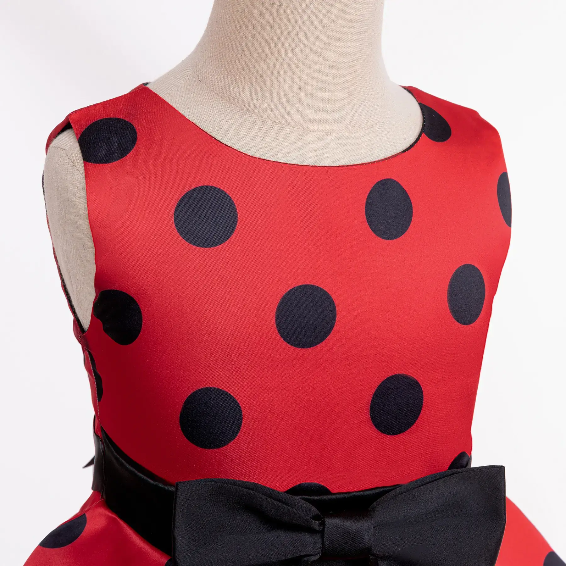 Red Polka Dot Bow Princess Dress for Girls - Image 3