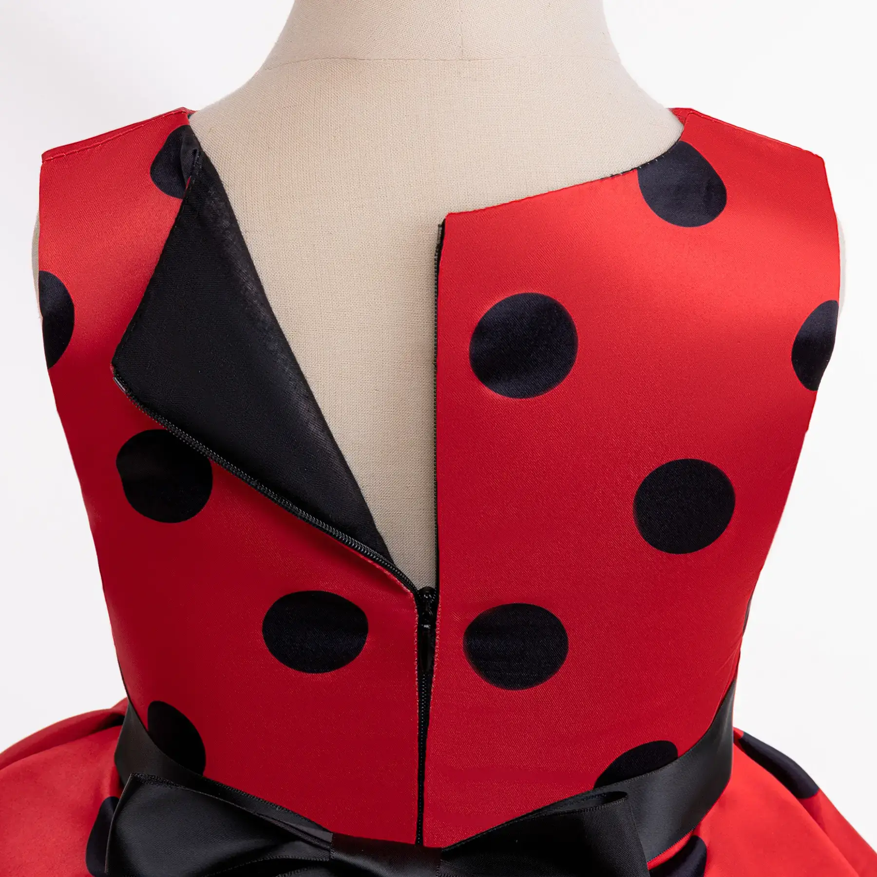 Red Polka Dot Bow Princess Dress for Girls - Image 4