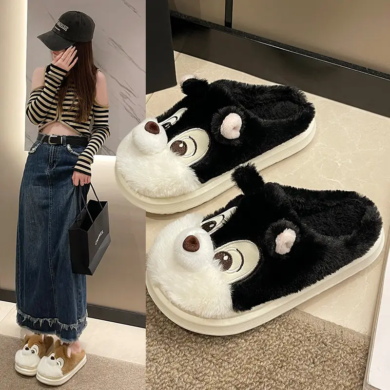 Winter new cartoon squirrel cotton slippers home cotton slippers student fashion home cartoon cotton slippers wholesale — feature 1