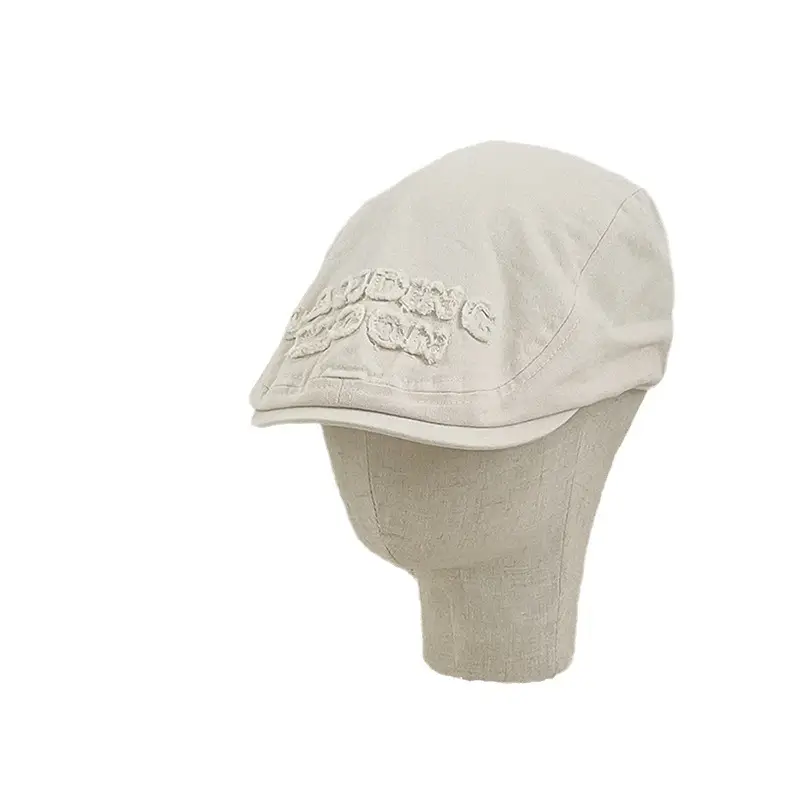 Women's Vintage Newsboy Cap White Japanese Style Forward - Image 9
