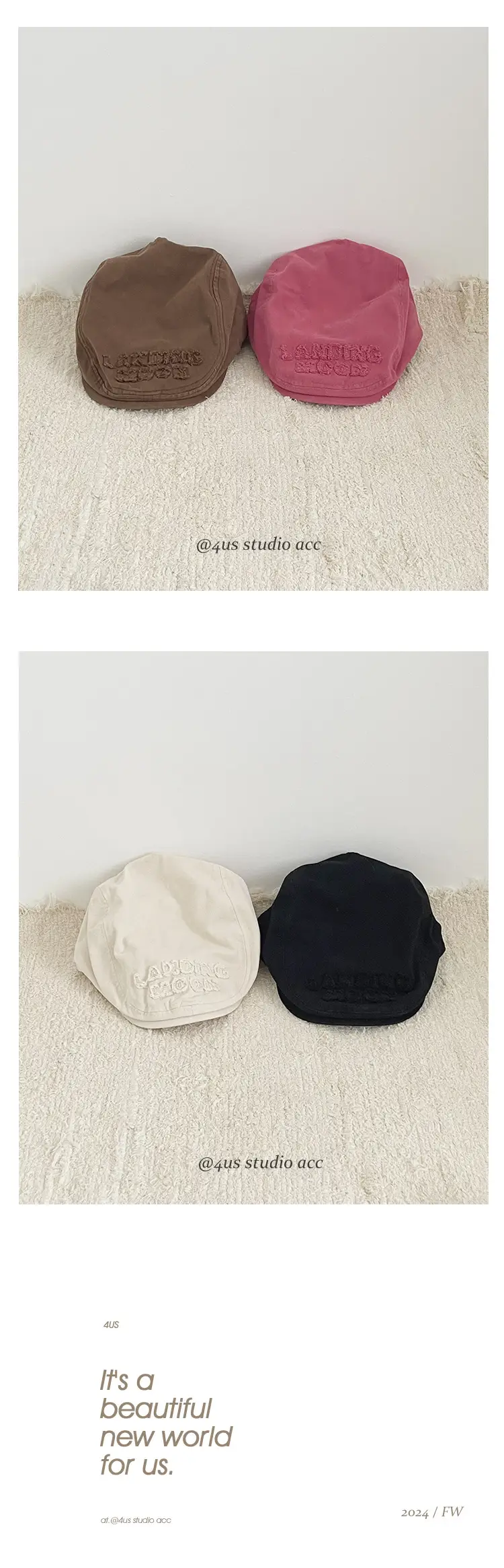 Women's Vintage Newsboy Cap White Japanese Style Forward — feature 2