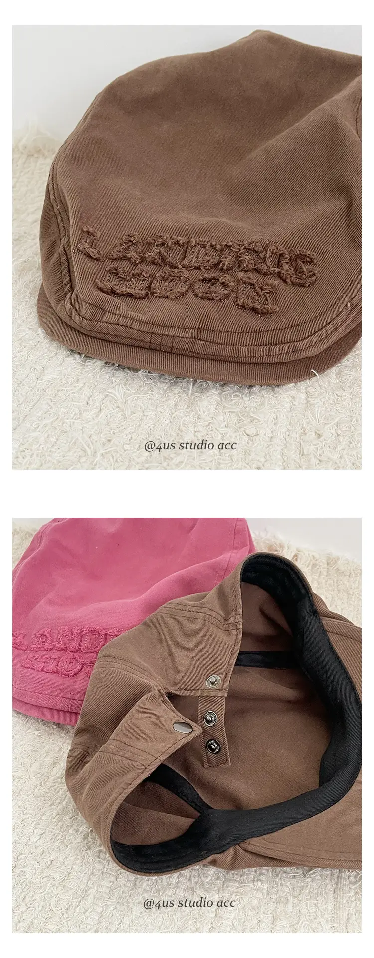 Women's Vintage Newsboy Cap White Japanese Style Forward — feature 5
