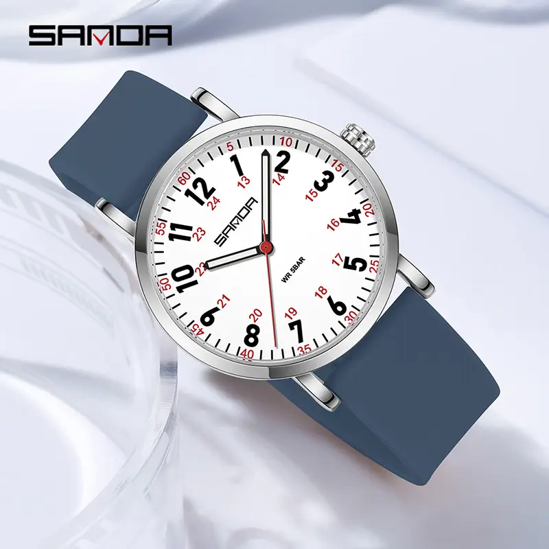 Sanda Quartz Student Watch Purple Silicone Band