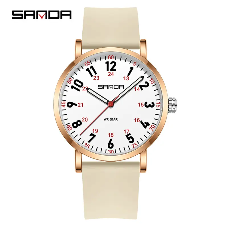 Sanda Quartz Student Watch Purple Silicone Band