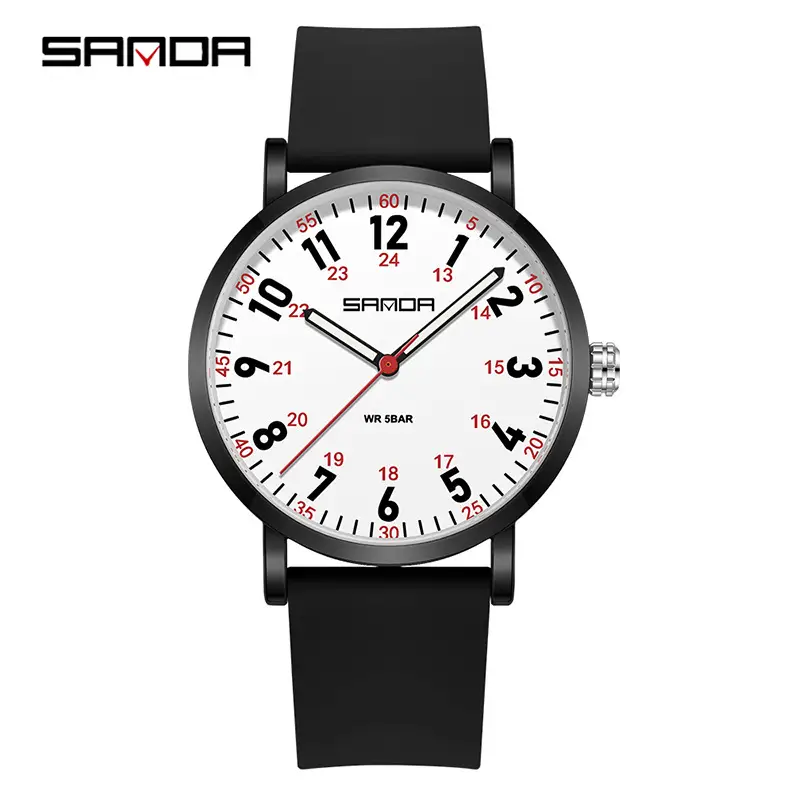 Sanda Quartz Student Watch Purple Silicone Band
