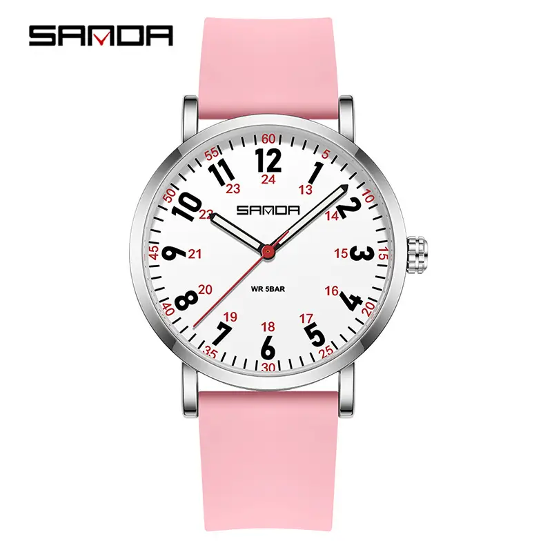 Sanda Quartz Student Watch Purple Silicone Band