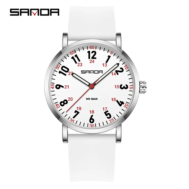 Sanda Quartz Student Watch Purple Silicone Band