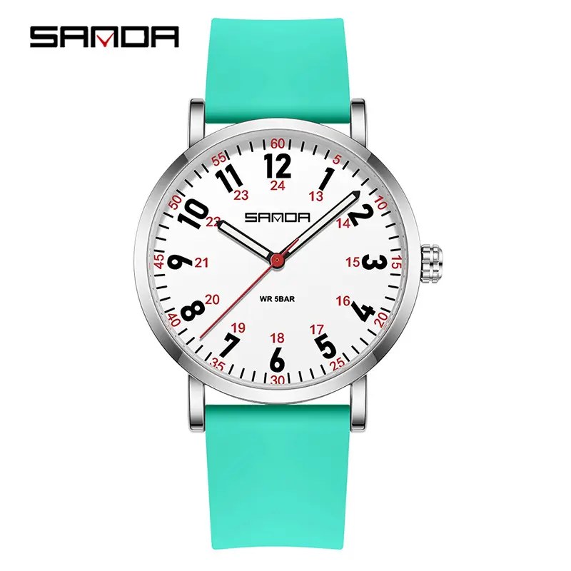 Sanda Quartz Student Watch Purple Silicone Band