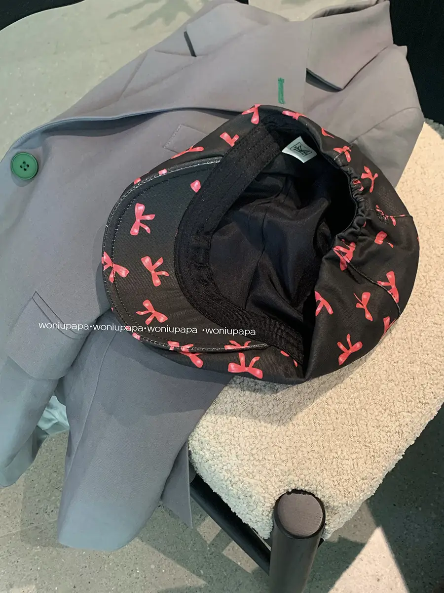 Women's Pastoral Graffiti Bow Camping Cap