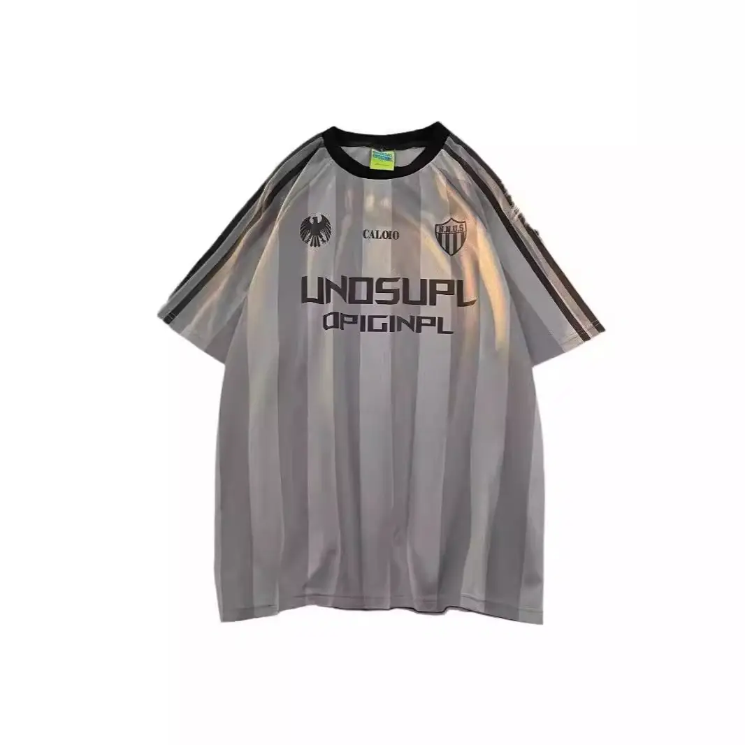 Men Pink Striped Mesh Jersey T-Shirt Loose Fit