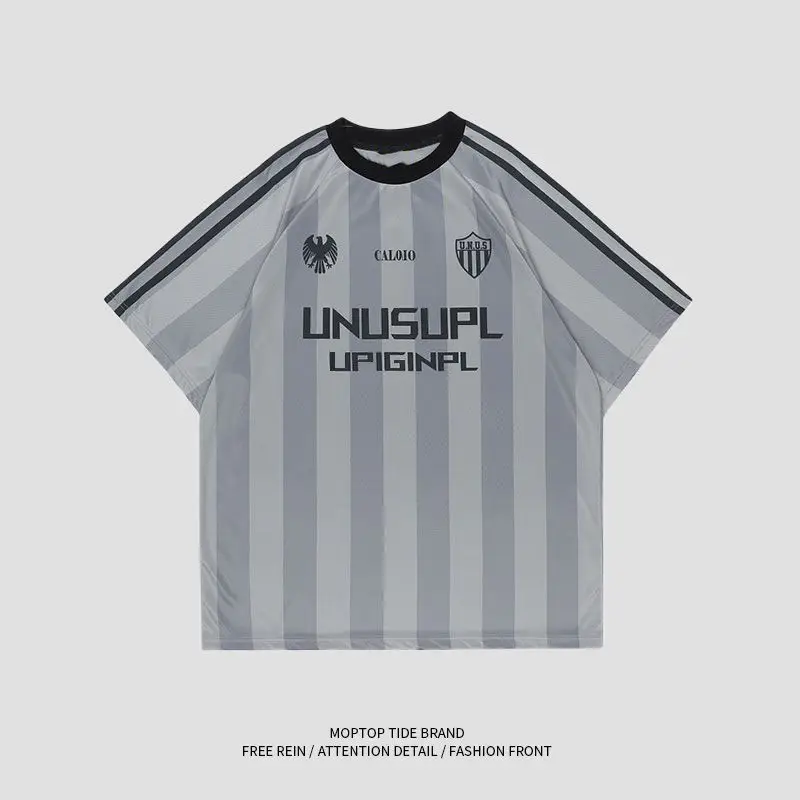 Men Pink Striped Mesh Jersey T-Shirt Loose Fit — feature 8