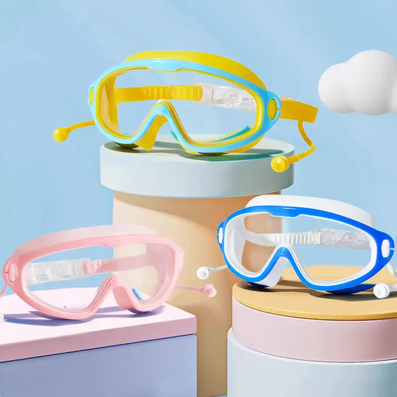 Children's swimming goggles HD anti-fog waterproof swimming goggles big frame glasses girls boys diving swimming cap special swimming goggles