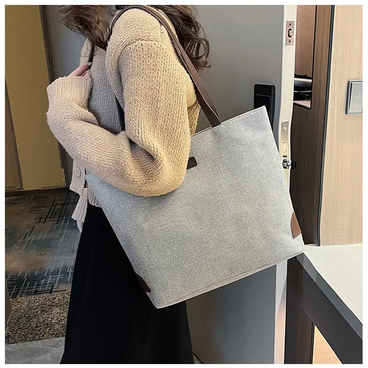 Cotton Linen Casual Tote Bag Large Capacity Cross-border Wholesale — feature 1