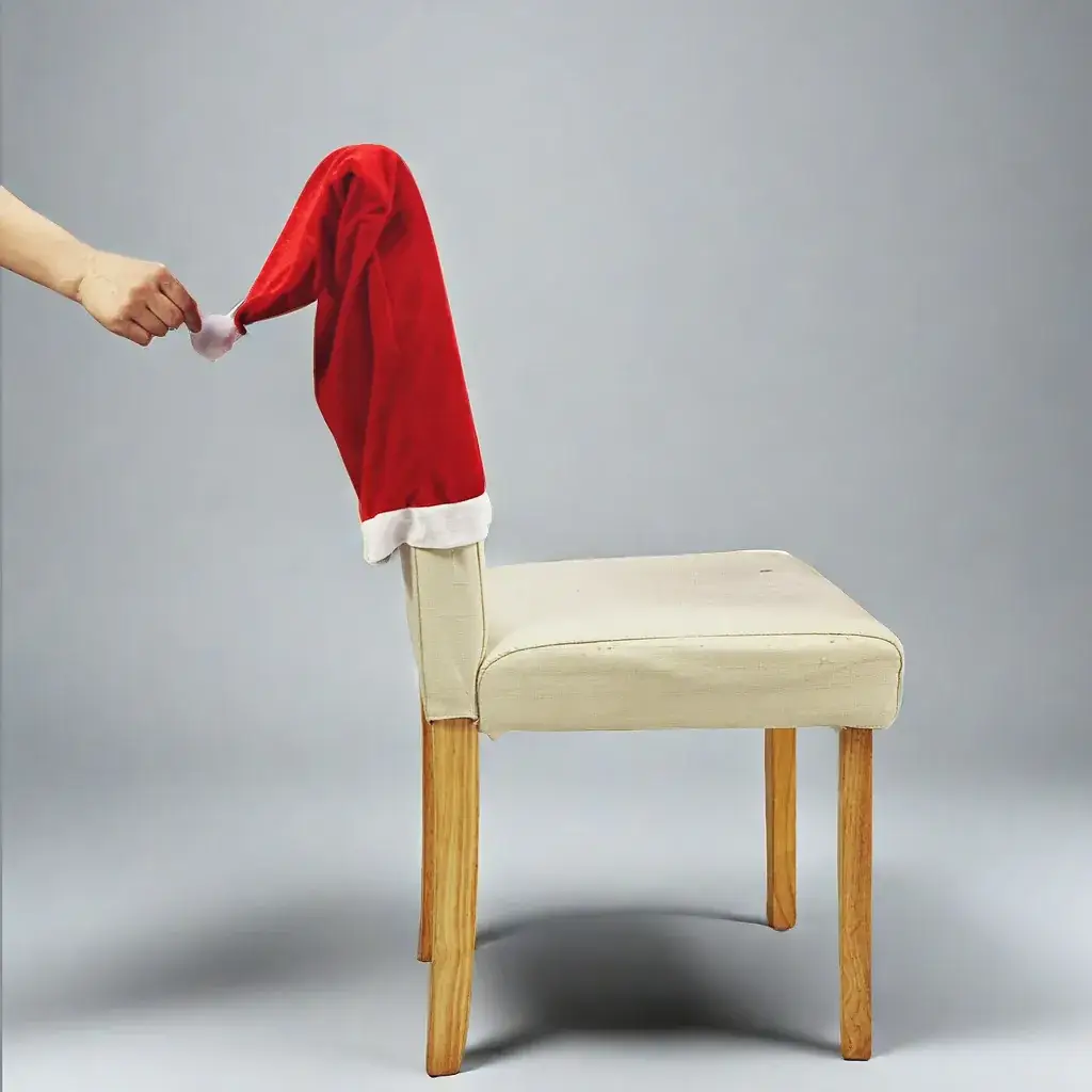 Red Santa Hat Chair Cover for Holiday Decor - Image 4