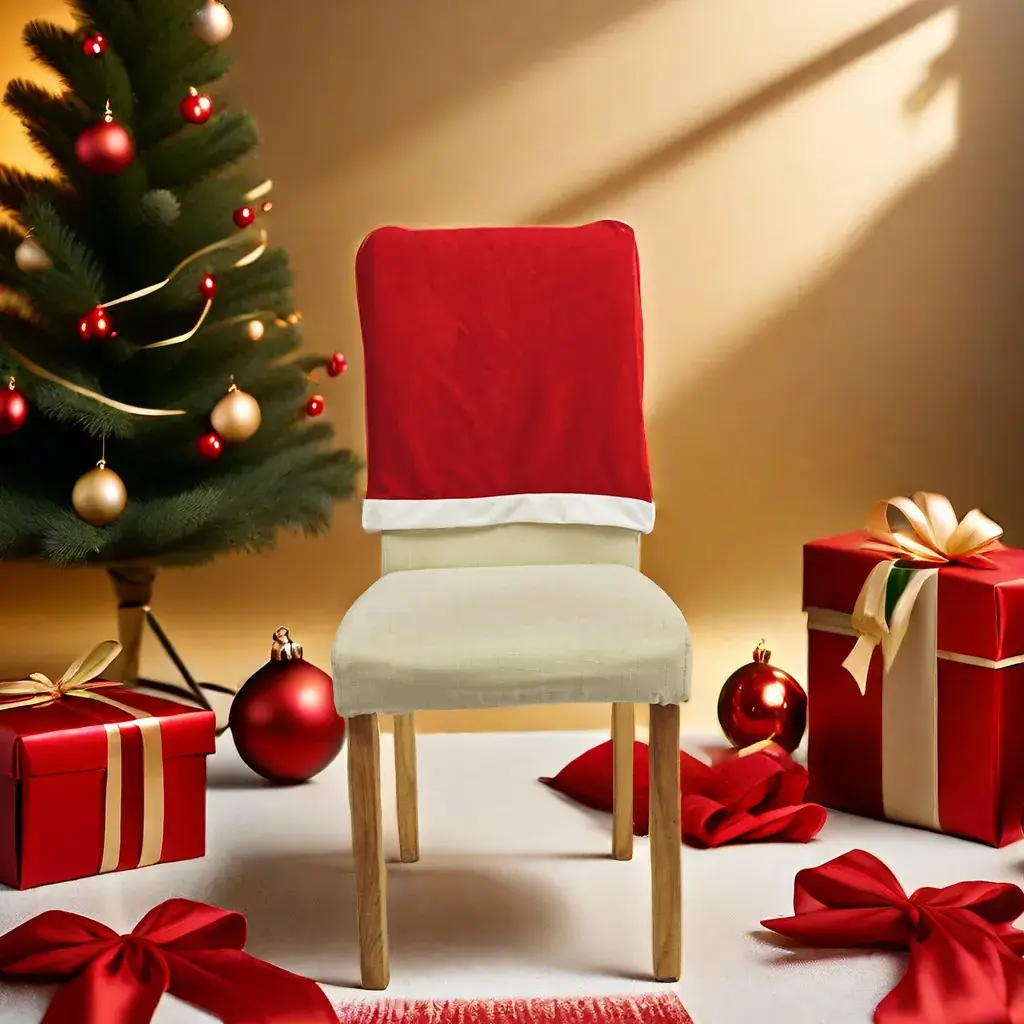 Red Santa Hat Chair Cover for Holiday Decor — feature 2