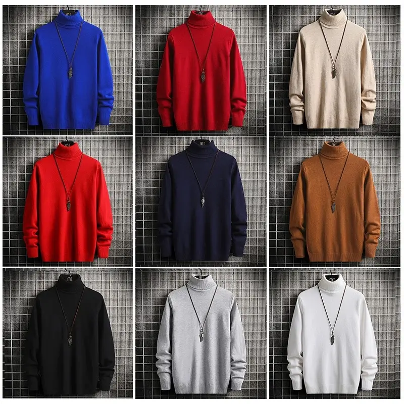 Men's Brown High Collar Sweatshirt Winter Base — feature 13