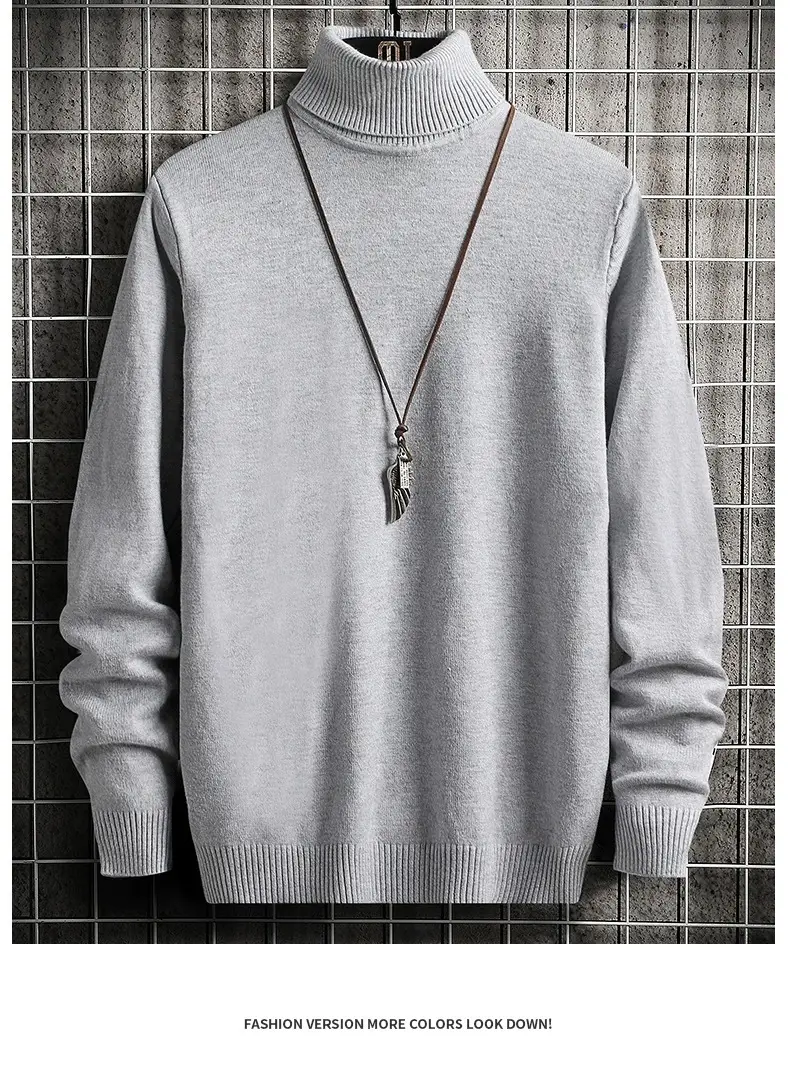 Men's Brown High Collar Sweatshirt Winter Base — feature 15