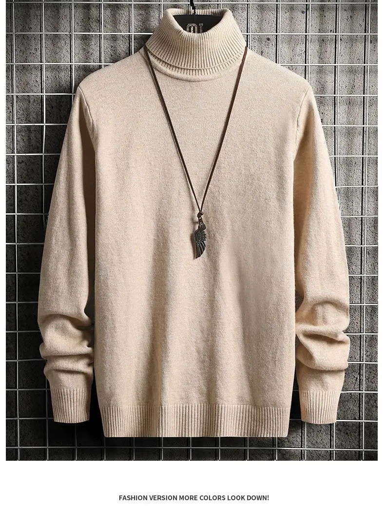 Men's Brown High Collar Sweatshirt Winter Base — feature 18