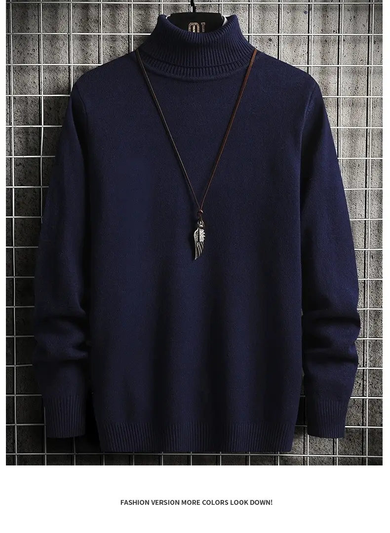 Men's Brown High Collar Sweatshirt Winter Base — feature 19