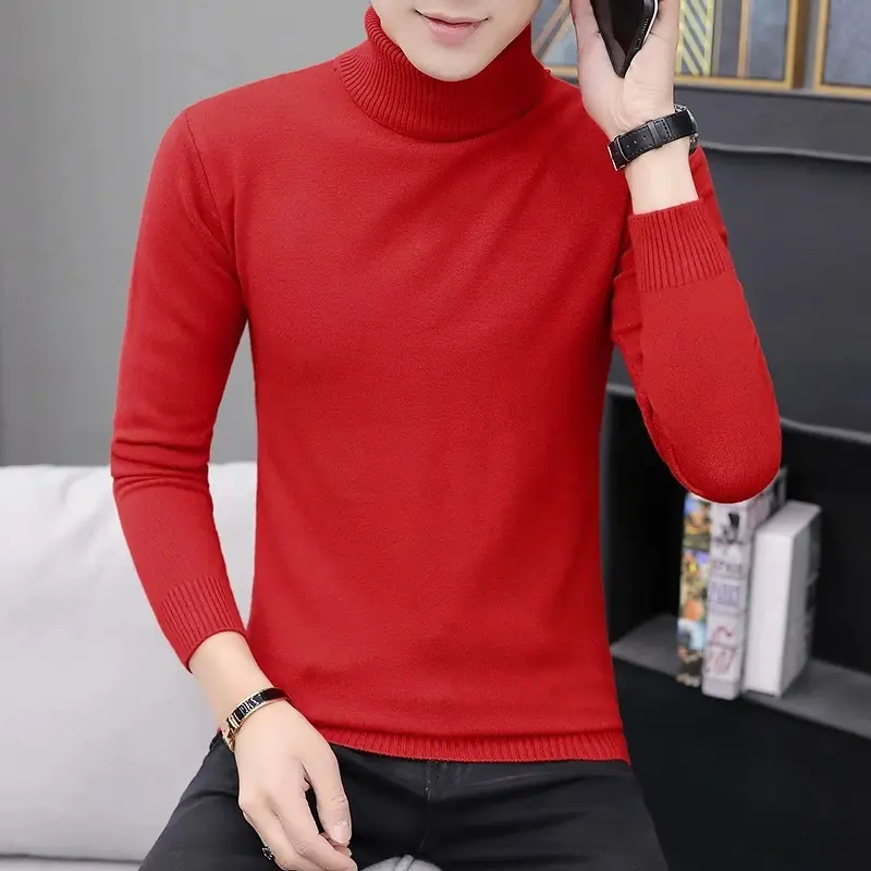 Men's Brown High Collar Sweatshirt Winter Base - Image 4