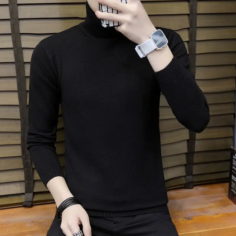 Men's Brown High Collar Sweatshirt Winter Base - Image 5