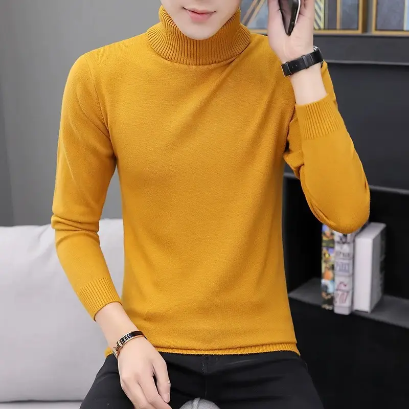 Men's Brown High Collar Sweatshirt Winter Base - Image 10